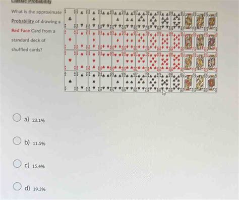 red face card probability|What is the probability of getting a face card when a card is.